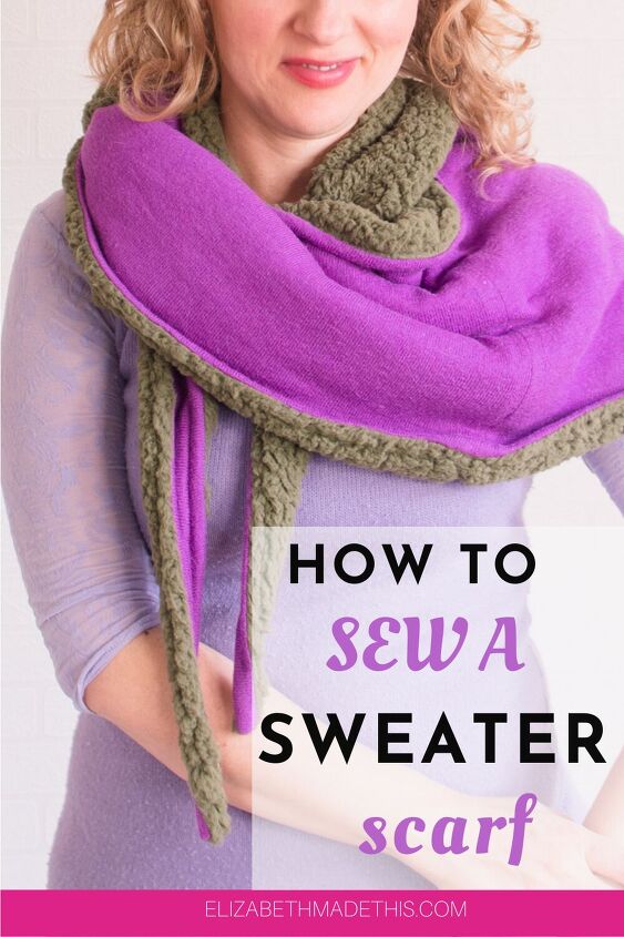 how to sew a sweater scarf easy awesome sweater transformation, Quick go check your closet you probably have a sweater or two you aren t wearing Here s a quick way to repurpose a sweater and turn it into a snuggly sweater scarf that ll beat the cold any day easysewing learntosew refashion upcycle