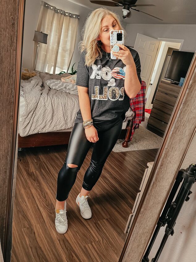 3 ways to style faux leather leggings