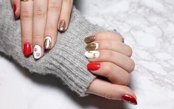 Easy Red, White & Gold Christmas Nail Art With Festive Stickers