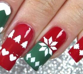 These Festive Green & Red Christmas Sweater Nails Are So Easy to Do