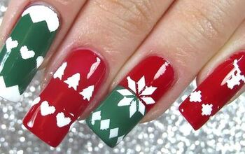 These Festive Green & Red Christmas Sweater Nails Are So Easy to Do