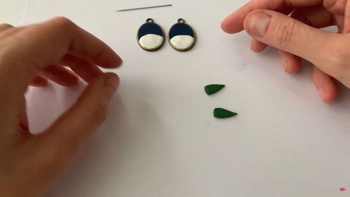 how to make charming diy christmas earrings out of polymer clay, Shaping green clay into a Christmas tree