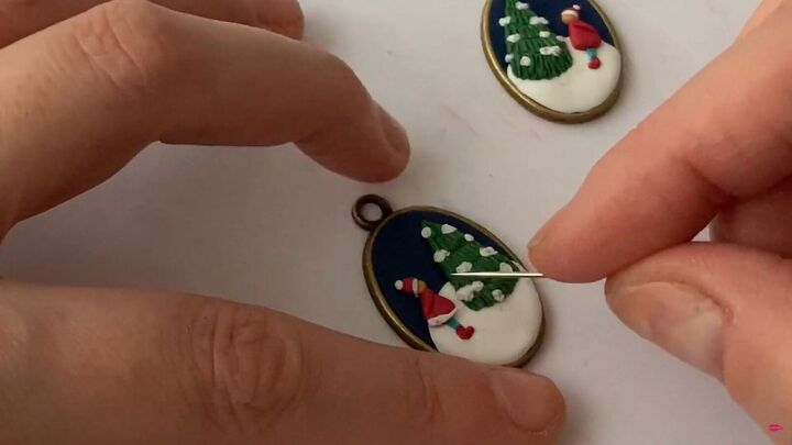 how to make charming diy christmas earrings out of polymer clay, Creating white trim for the person s dress