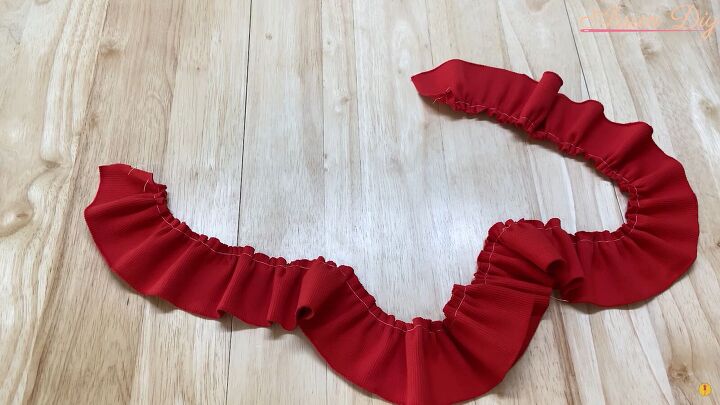 how to make a cute diy christmas dress out of an old red hoodie, Ruffle for the DIY Christmas dress