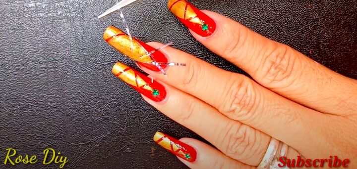 how to paint christmas trees on your nails the easiest way, How to do Christmas tree nail designs
