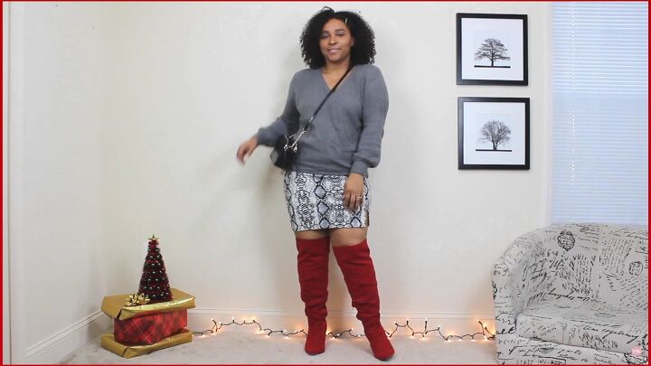 4 fun festive red boots outfit ideas for the holidays, Red thigh high boots outfit ideas