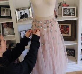 3 sparkly ways to embellish a tulle skirt for a cute diy party outfit, Seeing the appliqu design on a dress form