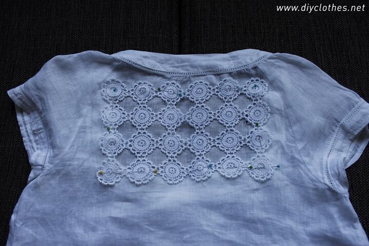 shirt refashion with crochet doily