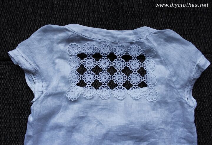 shirt refashion with crochet doily