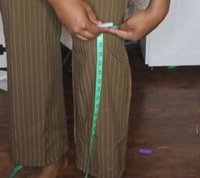 how to sew wide leg pants to straight leg in 6 quick easy steps, Taking measurements for the pants