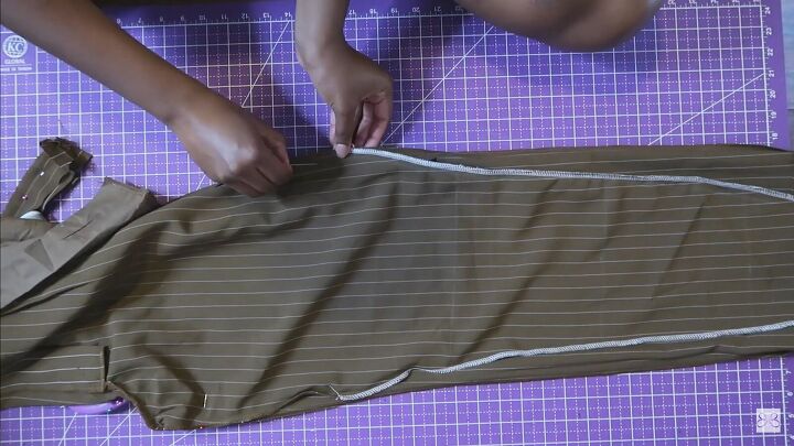 how to sew wide leg pants to straight leg in 6 quick easy steps, Pinning where the tapering begins