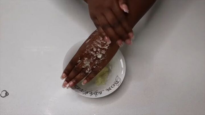 how to make your hands soft at home with a simple home remedy, Gently applying the DIY hand scrub