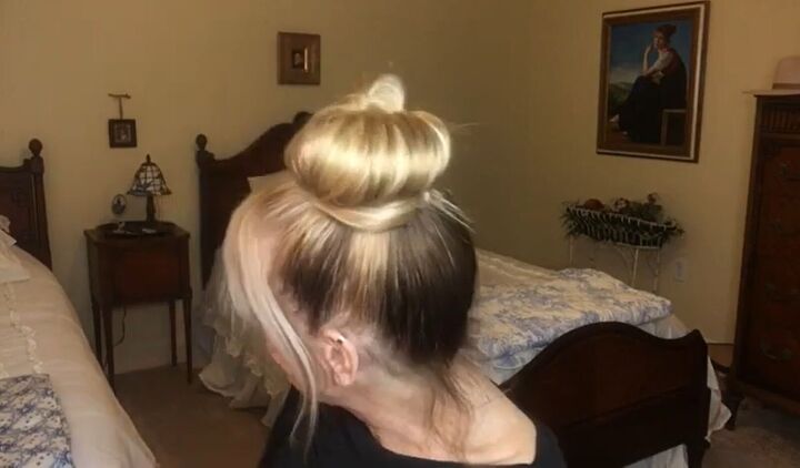 how to rock a fake ponytail on short hair trying out hair extensions, How to do a bun with a fake ponytail