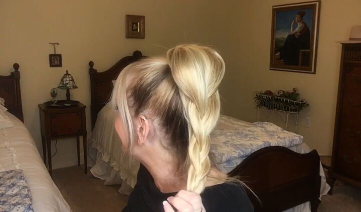 how to rock a fake ponytail on short hair trying out hair extensions, Braided high ponytail