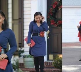 8 glam holiday outfit ideas for a super stylish christmas, Red and blue Christmas outfit