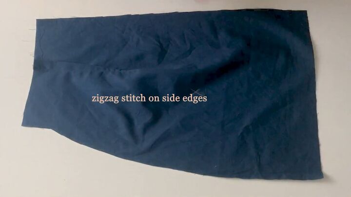 got an old button down lying around turn your shirt into a skirt, Zigzag stitching the raw edges