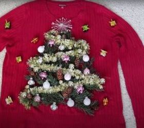 how to make your own light up christmas sweater for the festive season, Making creative Christmas sweaters
