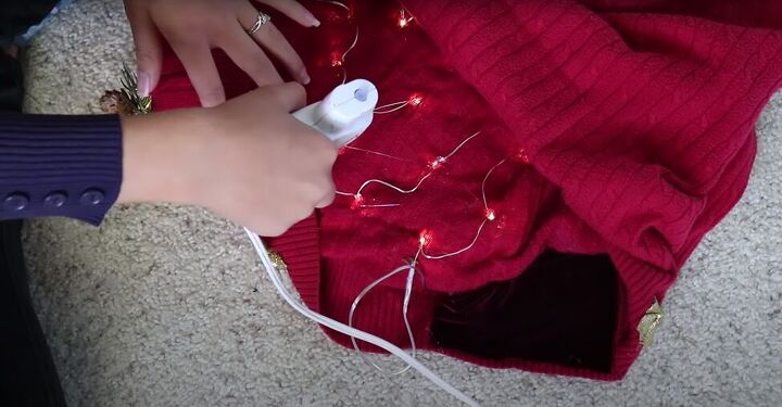 how to make your own light up christmas sweater for the festive season, DIY lighted Christmas sweater