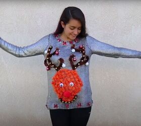 how to make your own light up christmas sweater for the festive season, DIY light up Rudolph Christmas sweater
