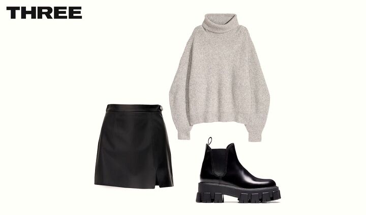 8 comfy casual winter outfit formulas for styling your wardrobe, Mini skirt oversized sweater chunky boots