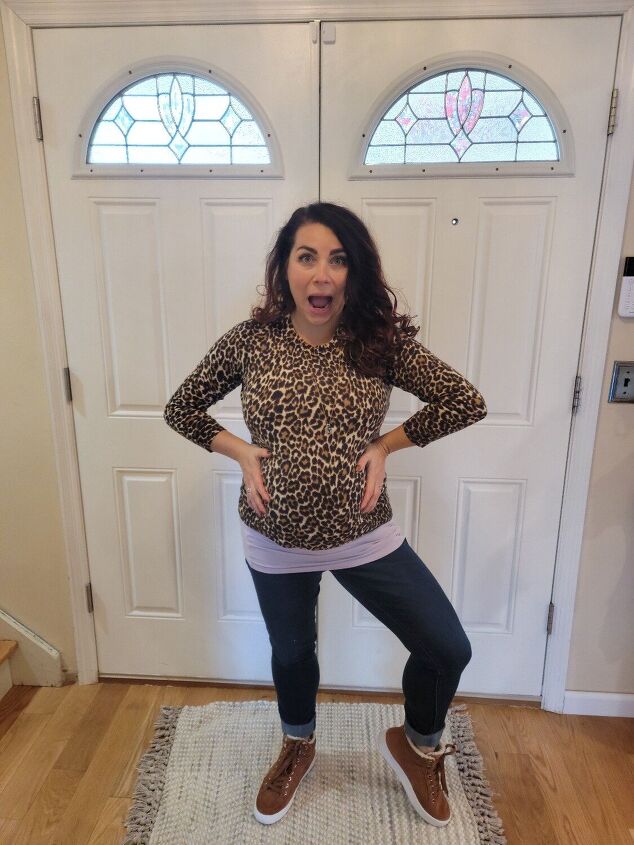 three leopard print outfits pregnancy edition