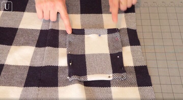 how to make a cardigan out of an old dress in 9 simple steps, Pinned pocket ready to sew