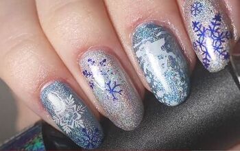 How to Do Easy Blue & Silver Nails With Snowflakes for Winter