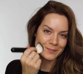 quick easy glam makeup for a new year s eve party, Applying foundation with a brush