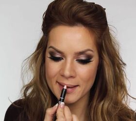 quick easy glam makeup for a new year s eve party, Applying lip pencils