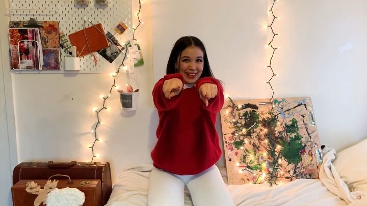 how to make a last minute diy christmas tree sweater for the holidays, Red sweater for the Christmas DIY