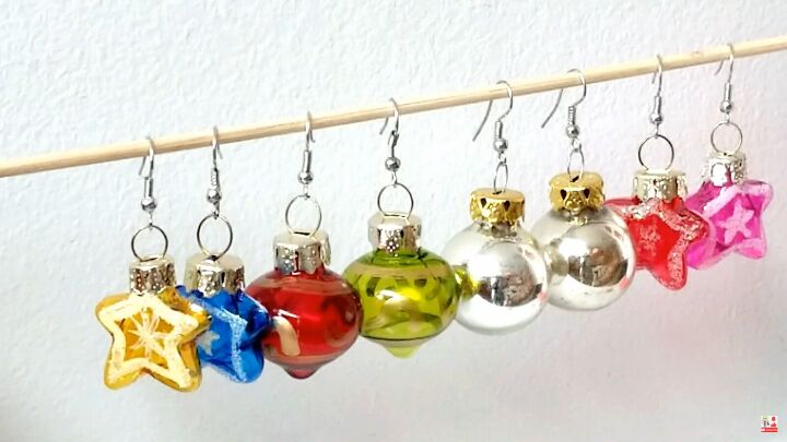 how to make cute christmas ornament earrings in 3 super simple steps, DIY Christmas ornament earrings