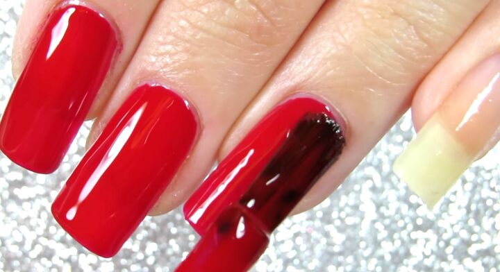 how to do pretty red christmas nails with easy star snow designs, Red Christmas nails