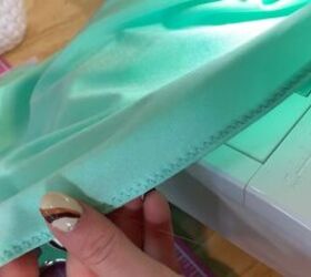 diy drawstring skirt tutorial how to make the perfect beach cover up, Creating a zigzag hem on the skirt