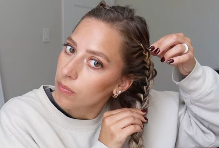 how to do a gorgeous lace french braid updo for a special occasion, How to do a French lace braid updo
