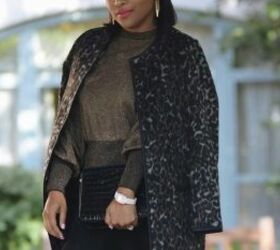 3 cute black glitter top outfits to help you sparkle for the holidays, Black shimmer top outfit for winter