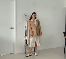 how to wear an oversized blazer 5 easy to style outfit formulas, Oversized blazer with a shirt dress