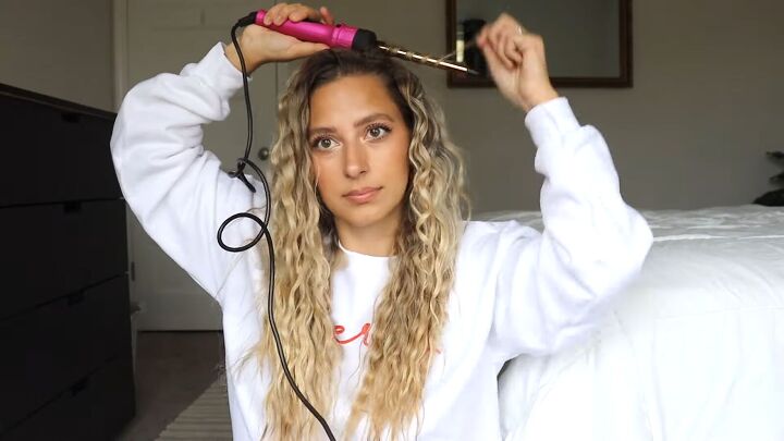 how to make fine hair curly straight hair to shakira style waves, Curling hair with a chopstick curling iron