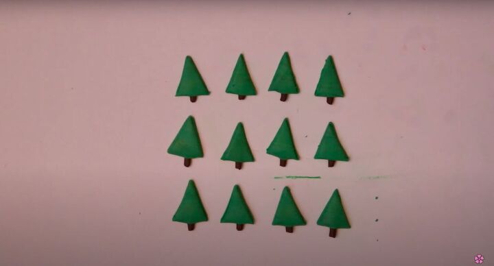 4 adorable diy polymer clay christmas earrings for the festive season, Attaching the trunks to the trees