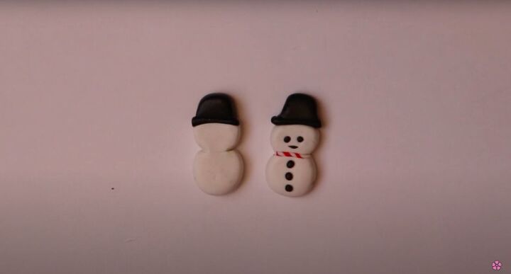 4 adorable diy polymer clay christmas earrings for the festive season, Making a scarf for the snowman
