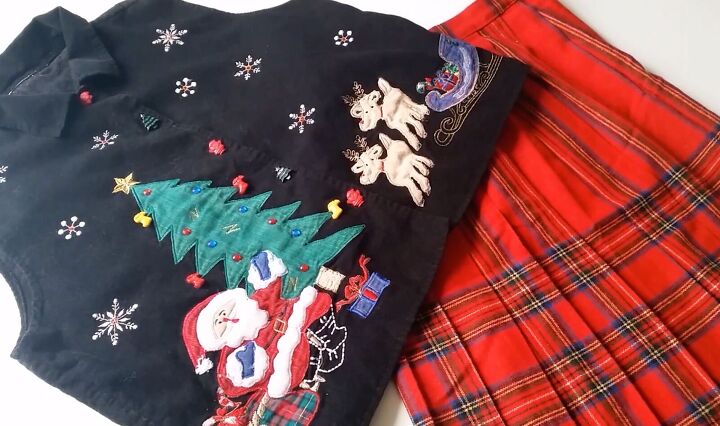This DIY Ugly Christmas Sweater Dress is the Perfect Amount of Tacky! | Upstyle This DIY Ugly Christmas Sweater Dress is the Perfect Amount of Tacky! | Upstyle