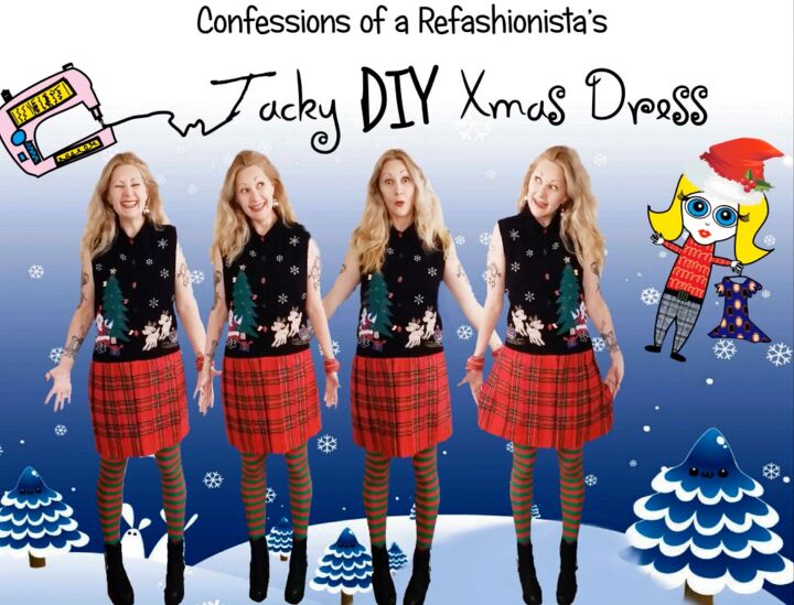 this diy ugly christmas sweater dress is the perfect amount of tacky, DIY ugly Christmas sweater dress