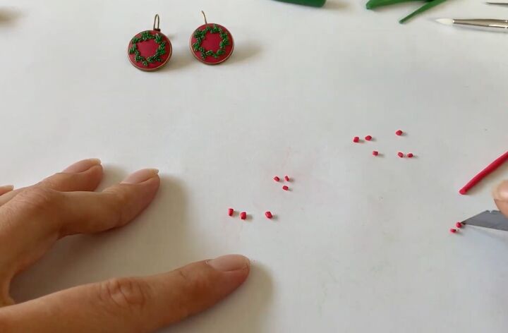 these intricate diy poinsettia earrings are made from polymer clay, Making the poinsettias for the earrings