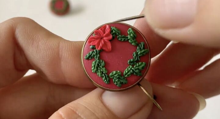 these intricate diy poinsettia earrings are made from polymer clay, DIY polymer clay Christmas earrings