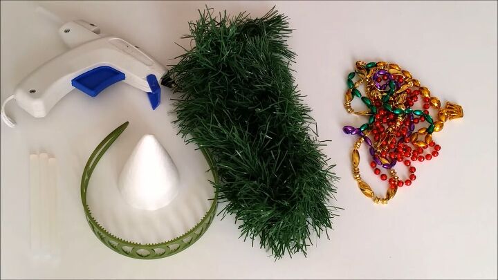 how to make cute ornament christmas tree headbands for the holidays, Materials for the DIY Christmas tree headband
