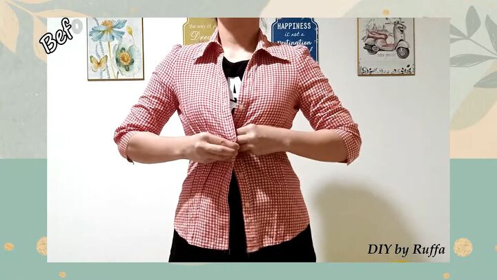 how to repurpose a button down shirt to make a diy tie back crop top, Button down shirt before the transformation