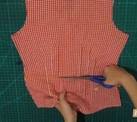 how to repurpose a button down shirt to make a diy tie back crop top, Cutting off the bottom of the shirt
