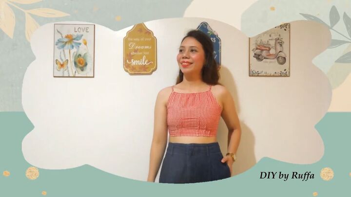 how to repurpose a button down shirt to make a diy tie back crop top, DIY tie back crop top