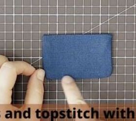 how to make a cute diy card coin purse easy quick sew gift idea, Topstitching the flap piece