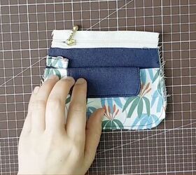 how to make a cute diy card coin purse easy quick sew gift idea, Topstitch along the zipper s edge