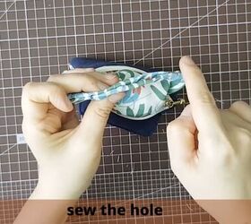 how to make a cute diy card coin purse easy quick sew gift idea, Hand sewing the opening closed